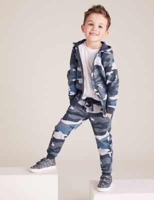 

Boys M&S Collection Organic Cotton Camouflage Joggers (2-7 Yrs) - Blue Mix, Blue Mix