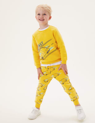 

M&S Collection Jogginghose mit hohem Baumwollanteil und Fahrzeugmuster (2-7 J.) - Dark Gold, Dark Gold