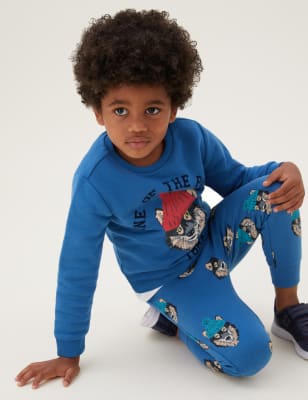 

Boys M&S Collection Cotton Rich Wolf Print Joggers (2-7 Yrs) - Dark Blue, Dark Blue