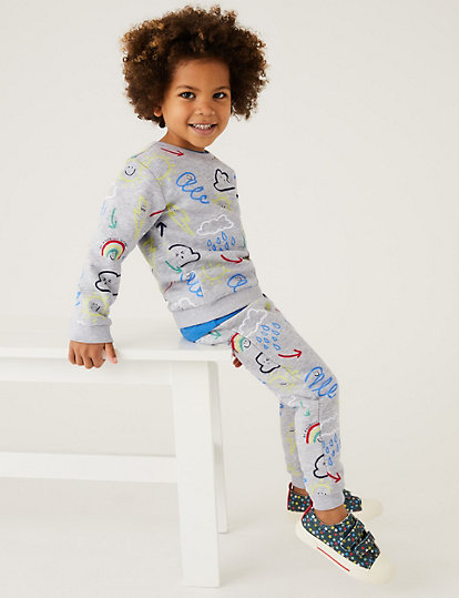Cotton Rich Weather Print Joggers (2-7 Yrs)