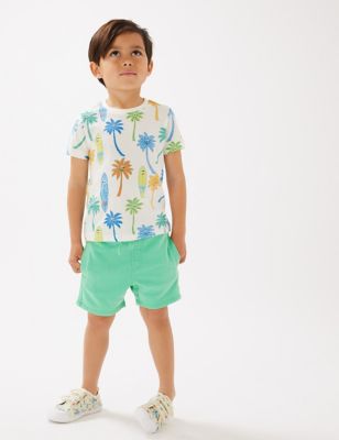 Boys M&S Collection Cotton Rich Shorts (2-7 Yrs) - Green, Green