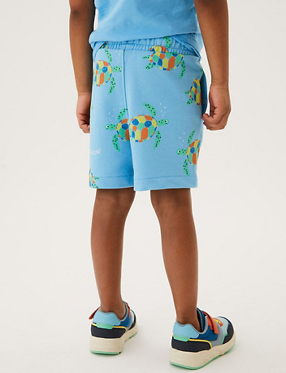 Cotton Rich Turtle Print Shorts (2-7 Yrs)