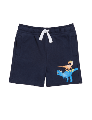 

M&S Collection Pantalón corto de algodón con diseño de dinosaurios (2-7 años) - Navy, Navy