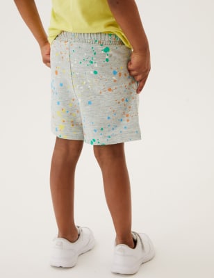 Cotton Rich Paint Splatter Print Shorts