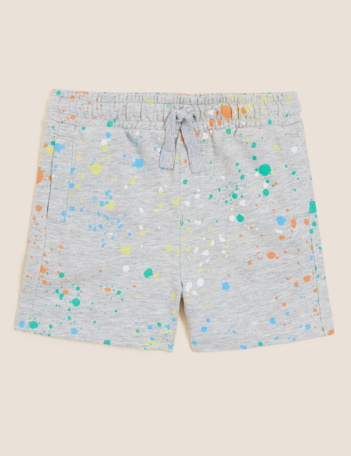 Cotton Rich Paint Splatter Print Shorts