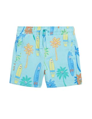 

Boys M&S Collection Cotton Rich Palm Print Shorts (2-7 Yrs) - Bright Aqua, Bright Aqua