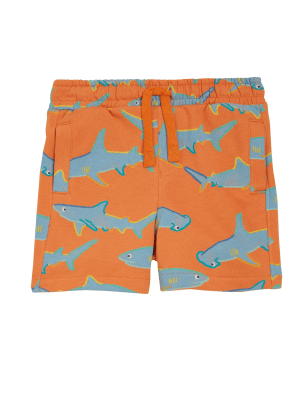 

M&S Collection Pantalón corto de algodón con diseño de tiburones (2-7 años) - Orange Mix, Orange Mix