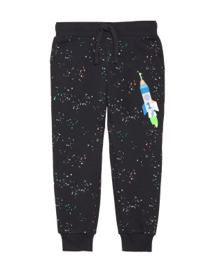 

M&S Collection Jogginghose mit hohem Baumwollanteil und Raketenmuster (2-7 J.) - Carbon, Carbon