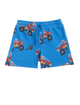 

M&S Collection Pantalón corto de algodón con estampado de Monster Truck (2-7 años) - Blue Mix, Blue Mix