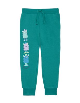 Boys M&S Collection Cotton Rich Monster Joggers (2 - 7 Yrs) - Jade
