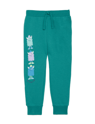 

M&S Collection Pantalón deportivo de algodón con diseño de monstruo (2-7 años) - Jade, Jade