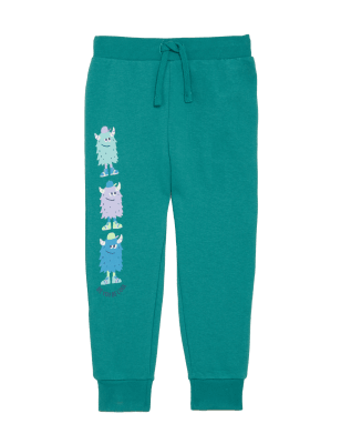 Boys M&S Collection Cotton Rich Monster Joggers (2 - 7 Yrs) - Jade