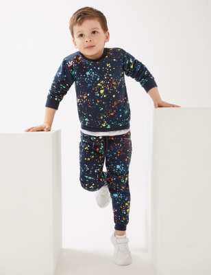 

Boys M&S Collection Cotton Rich Paint Splat Joggers (2 - 7 Yrs) - Navy Mix, Navy Mix