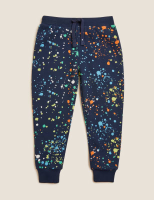 

M&S Collection Pantalón deportivo de algodón con diseño de salpicaduras de pintura (2-7 años) - Navy Mix, Navy Mix