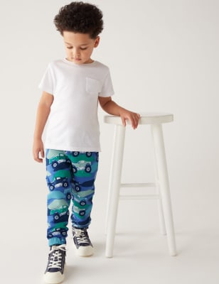 

M&S Collection Jogginghose mit hohem Baumwollanteil und Lkw-Motiv (2-8 J.) - Blue Mix, Blue Mix