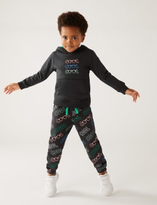

M&S Collection Jogginghose mit hohem Baumwollanteil und Schriftzug „Cool“ (2-8 J.) - Dark Grey Mix, Dark Grey Mix