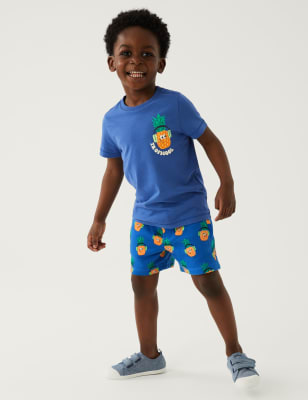 

Boys M&S Collection Cotton Rich Pineapple Shorts (2-8 Yrs) - Blue Mix, Blue Mix