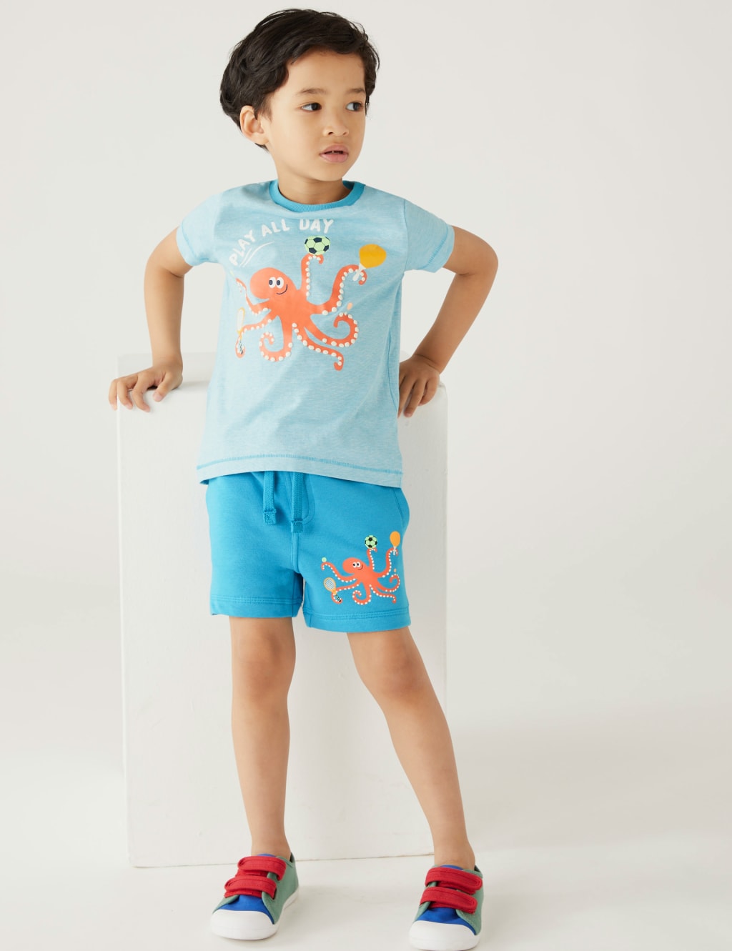 Cotton Rich Octopus Shorts (2 - 8 Yrs) image 1