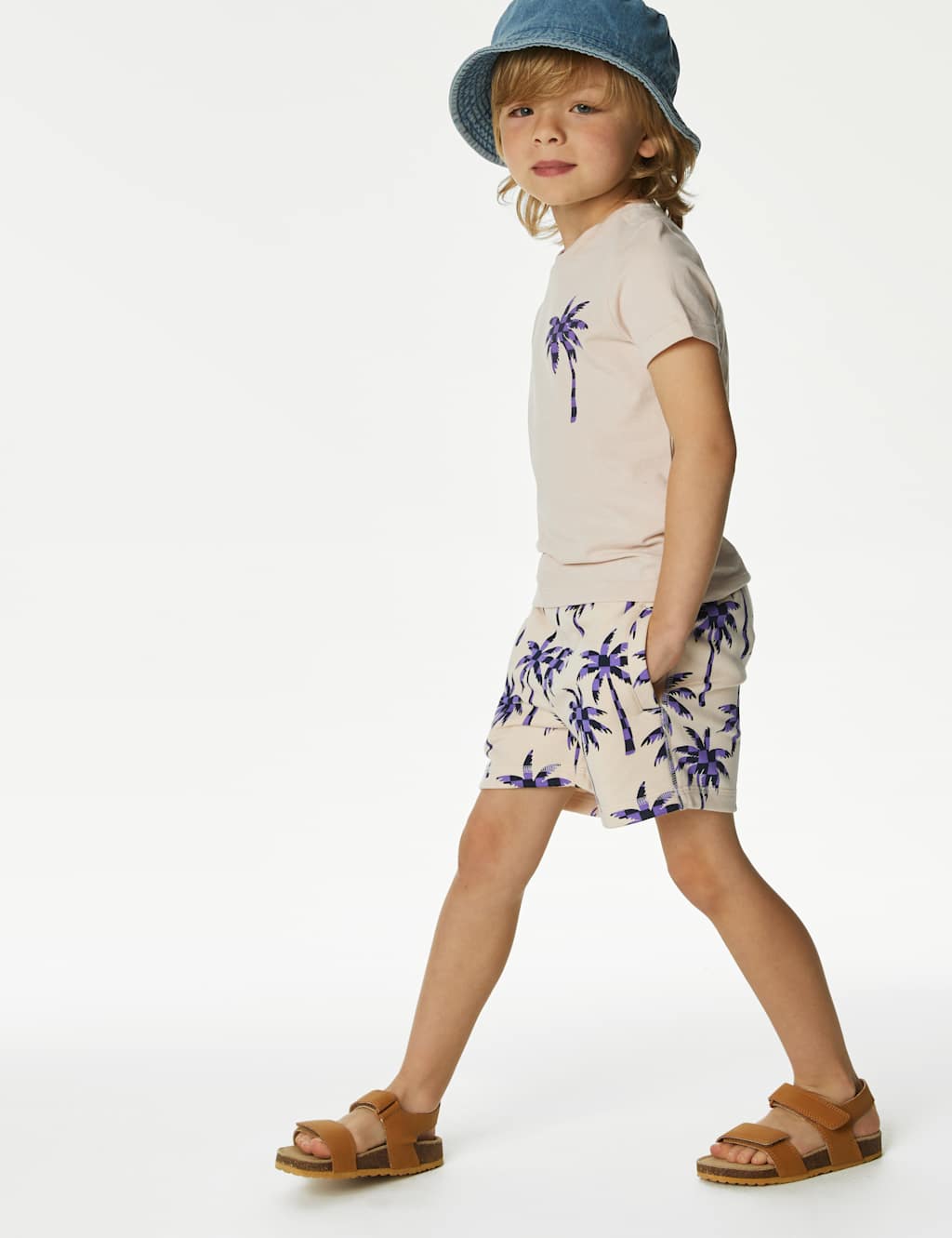 Cotton Rich Palm Tree Print Shorts (2-8 Yrs) image 1