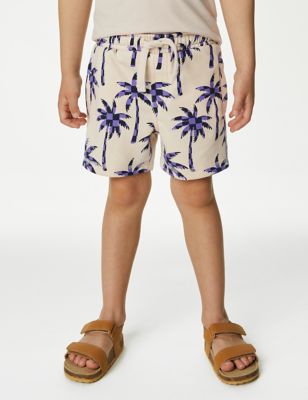 Cotton Rich Palm Tree Print Shorts