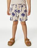 Cotton Rich Palm Tree Print Shorts