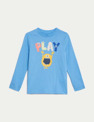 

Boys M&S Collection Pure Cotton Monster Play Print Top (2-8 Yrs) - Blue, Blue