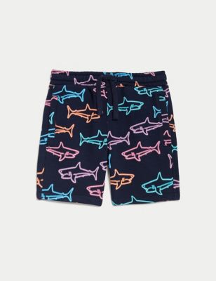 Cotton Rich Shark Print Shorts (2-8 Yrs)