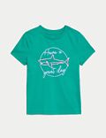 Zuiver katoenen T-shirt met opschrift 'Shark' (2-8 jaar)