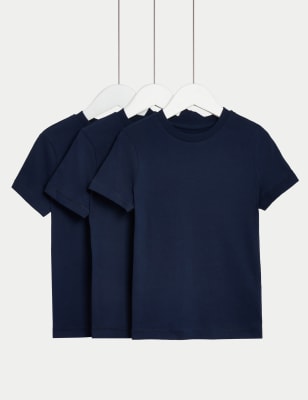 

Boys,Unisex,Girls M&S Collection 3pk Pure Cotton Plain T-Shirts (2-8 Yrs) - Navy, Navy