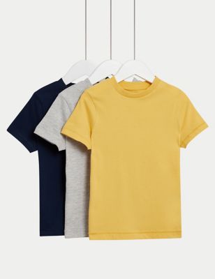 

Boys,Unisex,Girls M&S Collection 3pk Pure Cotton Plain T-Shirts (2-8 Yrs) - Gold Mix, Gold Mix