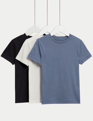 

Boys,Unisex,Girls M&S Collection 3pk Pure Cotton Plain T-Shirts (2-8 Yrs) - Grey Mix, Grey Mix