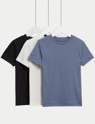 

M&S Collection Pack de 3 camisetas 100% algodón lisas (2-8 años) - Grey Mix, Grey Mix