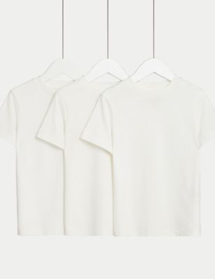 

Boys,Unisex,Girls M&S Collection 3pk Pure Cotton Plain T-Shirts (2-8 Yrs) - White, White