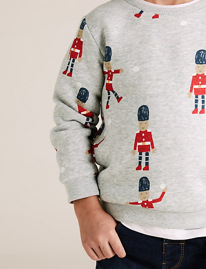 Cotton Soldier Print Christmas Sweatshirt (2-7 Yrs)