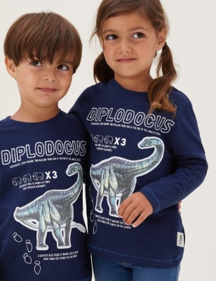 

M&S Collection Top 100% algodón con diseño de dinosaurios de NHM™ (2-12 años) - Navy, Navy