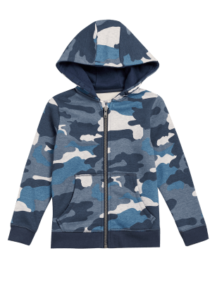 

Boys M&S Collection Cotton Rich Camouflage Zip Hoodie (2-7 Yrs) - Blue Mix, Blue Mix