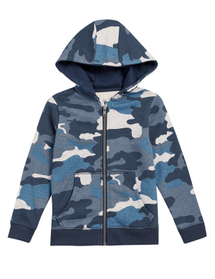 M&S Boys Organic Cotton Camouflage Zip Hoodie (2-7 Yrs)