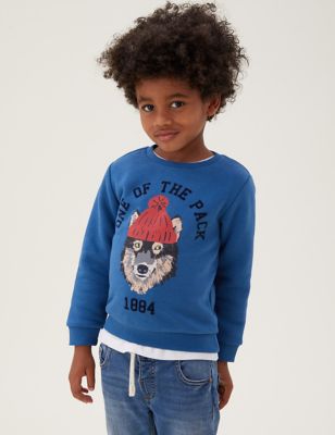 

Boys M&S Collection Cotton Rich Wolf Sweatshirt (2-7 Yrs) - Dark Blue, Dark Blue