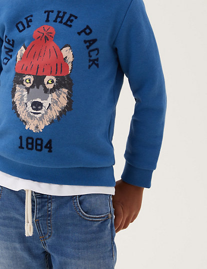 Cotton Rich Wolf Sweatshirt (2-7 Yrs)