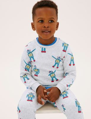 

Boys M&S Collection Cotton Rich Robot Print Sweatshirt (2-7 Yrs) - Grey Mix, Grey Mix