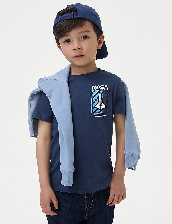 T-shirt με print NASA από 100% βαμβάκι (2-8 ετών) - GR