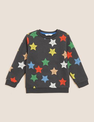 M&S Boys Cotton-Rich Star Sweatshirt (2-7 Yrs)