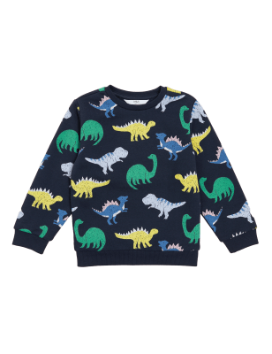 

M&S Collection Sweatshirt mit hohem Baumwollanteil und Dinosauriermotiv (2-7 Jahre) - Navy, Navy