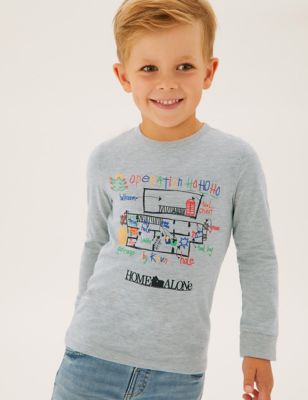 

Boys M&S Collection Cotton Rich Home Alone™ Top (2-7 Yrs) - Grey Marl, Grey Marl