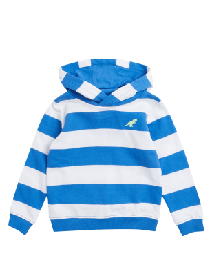 

M&S Collection Sudadera con capucha 100% algodón de rayas (2-7 años) - Medium Blue, Medium Blue
