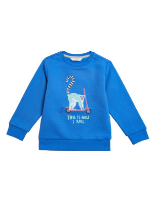 

Boys M&S Collection Cotton Rich Lemur Print Sweatshirt (2-7 Yrs) - Medium Blue, Medium Blue