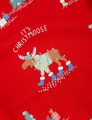 Boys M&S Collection Cotton Rich Christmas Print Sweatshirt (2 - 7 Yrs) - Red