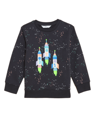 

Boys M&S Collection Cotton Rich Rocket Sweatshirt (2 - 7 Yrs) - Carbon, Carbon