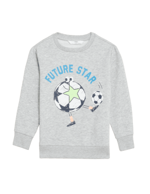 

Boys M&S Collection Cotton Rich Football Sweatshirt (2-7 Yrs) - Grey Marl, Grey Marl