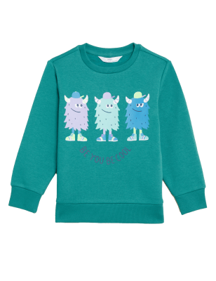 

Boys M&S Collection Cotton Rich Monster Sweatshirt (2 - 7 Yrs) - Jade, Jade